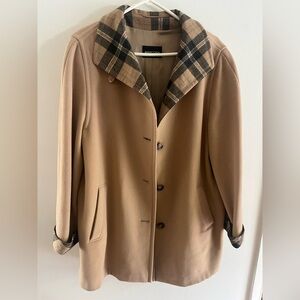 MarCona Coat Camel Plaid Sz 12 Matching Scarf